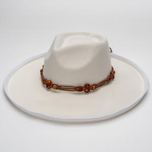 Sombrero Estilo Occidental Mexicano de Fieltro de Lana Sintética al por Mayor, Sombrero Fedora de Ala Plana para Hombre y Mujer, para Fiestas y Uso Casual - Product Image 1