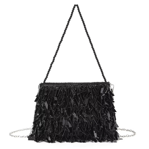 Bell 2025 Luxury Shiny Handmade Beaded Embroidery Sequin Satin Fashion Chain Strap Women Evening Wedding Music Festivals - Product Image 1