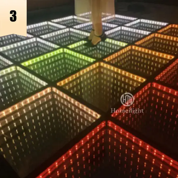 Licht auf Tanzfläche tragbarer Tanzfläche LED 3D-Spiegel Tanzfläche für DJ Bühnenzubehör