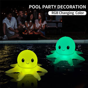 Luces de piscina flotantes de pulpo con energía <span class=keywords><strong>solar</strong></span> 20 pulgadas 16 colores RGB que cambian Luz de bola LED pulpo inflable con Linda sonrisa - Product Image 3