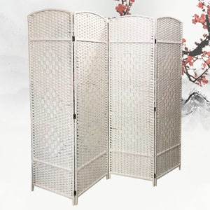 Pantalla de suelo de ratán de 4 pliegues tejida a mano para la decoración del porche de la Oficina del dormitorio de la sala de estar - Product Image 4