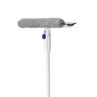BOOMJOY Nettoyeur de vitres double face 2 en 1 avec télescope, raclette pour douche et éponge de nettoyage en microfibre, manche en plastique