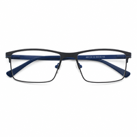 Monture de lunettes semi-cerclées en métal, rectangulaire, avec verres transparents, 4 coloris : bleu, marron, noir, gris