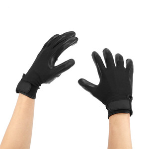 Gants de toilettage pour animaux de compagnie Fly To, noirs et bleu marine, en PVC, pour massage et élimination des poils, pour chats et chiens - Product Image 3