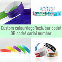 Muestra gratis diseño Tyvek pulsera logotipo personalizado código QR Tyvek papel pulsera Dupont papel pulseras