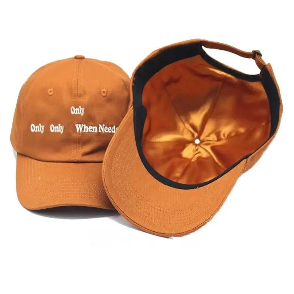 Gorras de algodón con bordado personalizado para mujer, gorro de camello, forro forrado de seda satinada brillante, gorras de béisbol para papá, sombreros para mujer