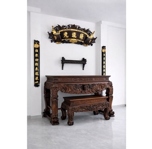 Altar de madera Chiuliu de un nivel en oferta - Altar ancestral tallado a mano Chan Mong (176 × 88 × 127 cm) - Product Image 5