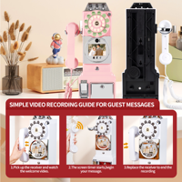 Livre d'or vidéo mural ou de table avec enregistreur, téléchargement USB, micro et batterie rechargeable – Carte de vœux pour invités
