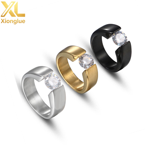 Luxury <b>Rings</b> Round CZ Crystal Zircon <b>Ring</b> for <b>Men</b> Women Black Gold <b>Silver</b> Color Stainless Steel Engagement Anniversary - Product Image 6