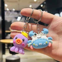 Porte-clés de la série Océan de dessin animé, requin, crabe, figurine 3D, pendentif pour sac à dos, ouvre-bouteille, porte-clés, non toxique, durable, écologique