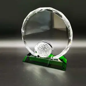 Trofeo de cristal transparente con grabado personalizado, venta al por mayor, barato