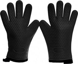 Guantes de Silicona Resistentes al Calor para Barbacoa, Estilo Punteado, Guantes Largos Impermeables para Horno de Cocina con Capa Interior de Algodón para Barbacoa - Product Image 2