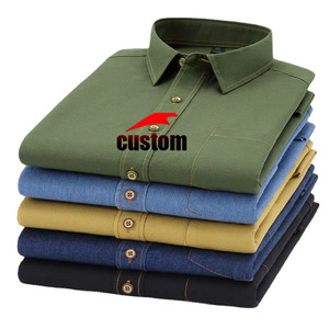 Camicie da Cowboy Classiche Personalizzate per <span class=keywords><strong>Uomo</strong></span>, 100% Cotone, <span class=keywords><strong>Maniche</strong></span> Lunghe, Comode Camicie Casual in Denim - Product Image 4