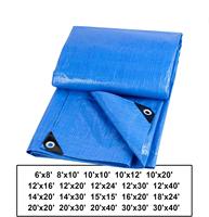 Bâche en PE tissé bleu roi 6'x8' 10'x12' 15'x30' 30'x40' imperméable, résistante aux UV et anti-déchirure pour toiture, camion, camping, ferme