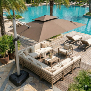 Nouvel <span class=keywords><strong>Parasol</strong></span> de Terrasse Rond de 3 Mètres, Grand <span class=keywords><strong>Parasol</strong></span> Cantilever Extérieur Robuste et Résistant au Vent <span class=keywords><strong>pour</strong></span> Jardin, Terrasse et Piscine - Product Image 2