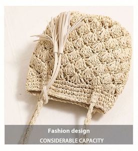 Bolso de Playa de Verano para Mujer, Diseño de Piña Tejida a Crochet con Borlas, de Paja - Product Image 6