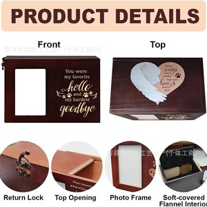 Wooden Pet Urn With <b>Photo</b> Frame For Cats And Dogs Memorial <b>Box</b> Customizable Flip Opening - Product Image 4