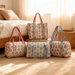 Retro Hoa Mô Hình Thiết Kế Vai Du Lịch Mua Sắm Túi Tùy Chỉnh In Logo Womens Bông Vải Tote Túi - Product Image 1