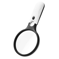 White Handheld Magnifying Glass Loupe with 3 LED Lights for Reading and Jewelry Inspection Customized Support & Private Label