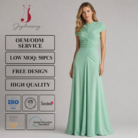 Gaun Maxi Ruched Hijau Mint Elegan Joydressing, Kerah O, Lengan Pendek, Gaun Pesta Malam, Grosir, Vendor Custom