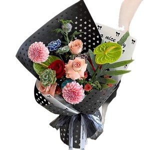 Flores de Papel con Forma de Corazón, Embalaje de Flores Frescas, Estilo Hueco, Elegante Ramo de Papel, Papel de Envoltura de Malla - Product Image 2
