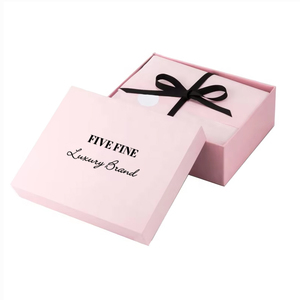 Boîte cadeau rigide de haute qualité pour vêtements personnalisés, deux pièces, couvercle amovible, papier rose, emballage cadeau de luxe premium - Product Image 2