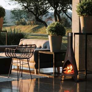 Cheminée à bois conique en acier noir avec cheminée haute et pique à bois pour patio et foyer extérieur - Product Image 6
