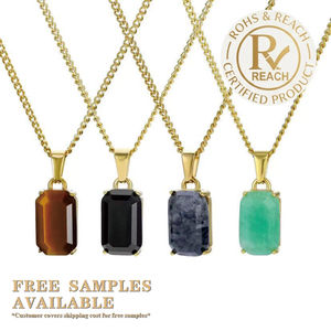 Collar de Joyería de Moda de Lujo Personalizado con <span class=keywords><strong>Cadena</strong></span> <span class=keywords><strong>Cubana</strong></span> de Circonitas de Colores, Impermeable y Resistente a la Decoloración, de Acero Inoxidable con Baño de <span class=keywords><strong>Oro</strong></span> de 18K - Product Image 3