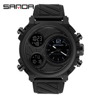 Reloj de Cuarzo SANDA 3002 para Hombre, Popular en el Mundo, Correa de Cuero, Múltiples Zonas Horarias, Multifunción, Diseño Deportivo Clásico