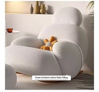 Fauteuil à bascule moderne en laine d'agneau blanche, meubles de maison en tissu pour se détendre et profiter de ses loisirs dans la chambre ou le salon