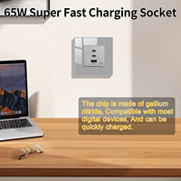 Prise murale Bingoelec 65W GaN à charge rapide, double port USB-C et USB-A, en verre, pour hôtel, maison, bureau
