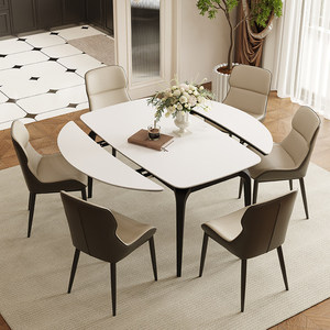 Dareko Luxury Italian Minimalist Sintered Stone <b>Dining</b> <b>Table</b>, Smart <b>Extendable</b> <b>Round</b> to Square <b>Table</b> for <b>Small</b> Apartments SD1 Lu - Product Image 5