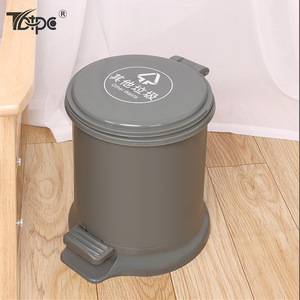 Poubelle ronde en plastique de 10 L avec couvercle à pédale pour intérieur, cuisine, salon, vert et gris - Product Image 2