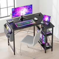 Bureau d'angle ovale convertible en métal de haute qualité, neuf, pour la maison, le bureau ou la chambre, avec surface en bois, rangement ouvert, pour l'écriture, le jeu et l'ordinateur