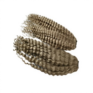 Extensions de cheveux humains bouclés en vrac, double trame, cheveux Remy, couleur blond naturel - Product Image 1