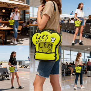 Borsa a tracolla personalizzata gialla per chef con finestra trasparente per spille e accessori, per amanti della ristorazione e dell'espressione culinaria - Product Image 4