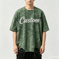 T-shirt court vintage pour homme, 100% coton 280g, coupe brute, imprimé en relief, avec graphique textuel avant personnalisé en strass, coupe oversize