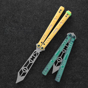 Couteau papillon d'entraînement non affûté en acier inoxydable, double lame, pour entraînement efficace, modèle PC Hourglass - Product Image 1