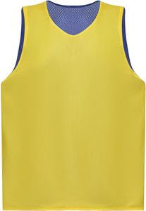 Gilet d'entraînement bleu + jaune gilet double face en polyester doux pour uniformes de sport de train de basket-ball de football - Product Image 5