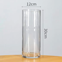 Vas Kaca Transparan Lurus untuk Dekorasi Ruang Tamu - Rasa Mewah Ringan dan High-End, Diameter Besar, Spesial