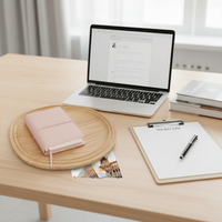 Vente en gros usine promotionnelle : Mini classeur à spirale M5 à 5 anneaux, rechargeable, à feuilles mobiles, avec bande élastique, multicolores, en cuir souple avec pochette