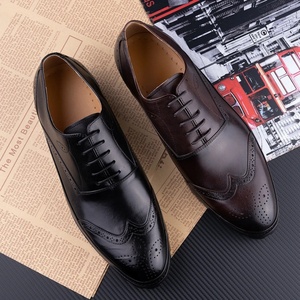 High Quality Men's Casual Dress <b>Shoes</b> New Model Engraved Oxford Style Lace-up Waterproof Breathable <b>Height</b> <b>Increasing</b> Autumn - Product Image 4