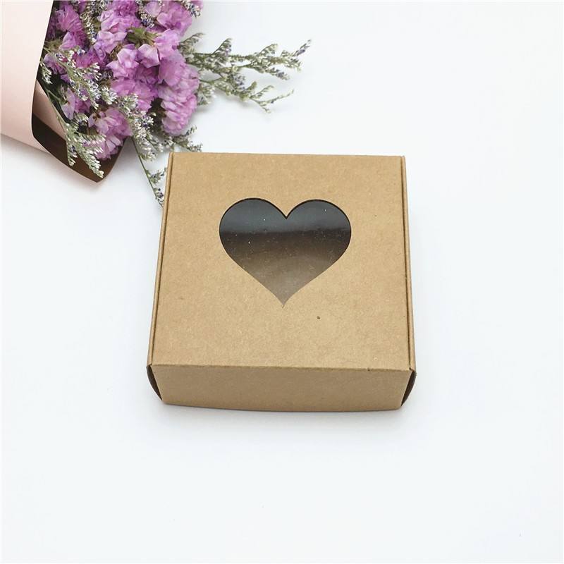 kraft box with heart shape window