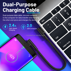 Hete Aanbieding 90-Graden Rechte Hoek Nylon Gevlochten Type-C USB 2.4A Snellaadkabel van Zuiver Koper voor <span class=keywords><strong>Computer</strong></span>, iPhone en Medische Apparaten - Product Image 1
