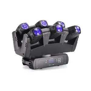 6ヘッドカラフルDj Led 10w RgbwDmxサウンドアクティベートスパイダームービングヘッドビームレーザープロジェクターライトミュージックパーティーディスコKtv