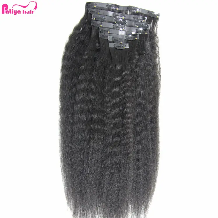 Weiche und glänzende nahtlose PU-Clip auf dem Haar Yaki Kinky Straight Virgin Chinese Clip in Haar verlängerungen menschliches Haar