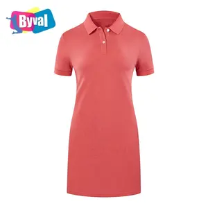 China Factory Custom Made Polyester Pique Fabric Casual Dresses Short Sleeve Woman Plain Polo Dress For Teacher