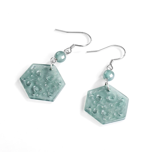 Natural Emerald Blue Water Antique Earrings - S925 <b>Silver</b> Set with Ice-Grade Jade Ancient-style Ear Pendants - Product Image 1