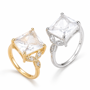 Square shape <b>adjustable</b> <b>ring</b> with opening, classic design women's daily wear jewelry - Product Image 1