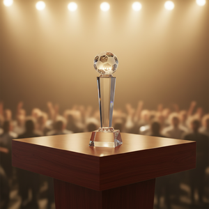 Trofeo de Competición de Fútbol para Clubes Escolares y Empresariales, Personalización de Premios de Balón de Oro, Medalla de Cristal con Diseño Personalizado - Product Image 1